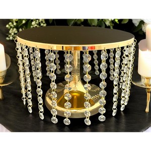 Stylish Cake <b>Stand</b> With Hanging Crystals Stones Round Shape Decorative Designer Cake <b>Stand</b> Premium Quality From India - Product Image 4