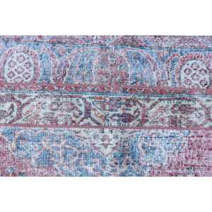 Alfombra Turca Vintage de Lana de 2.2x7.9 pies, Roja y Azul con Diseño Oriental y Base de Látex - Product Image 5