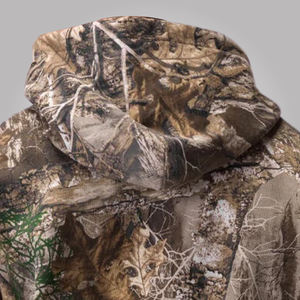 Sweat à capuche zippé pour homme, camouflage RealTree, hiver, 100% coton, molleton, coupe ample, écologique, veste imprimée élégante, devant - Product Image 6