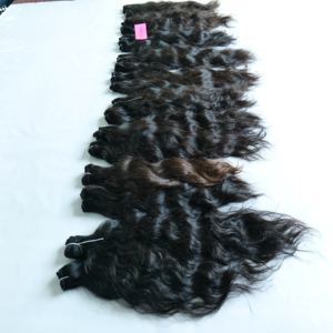 Tissage brut non transformé 100% cuticule indienne alignée en gros Bundle machine double trame Extensions de cheveux humains en vrac profondes pas cher - Product Image 2