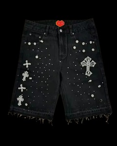 Nouveau short personnalisé imprimé pierre 100% coton Design élégant jean pour hommes Premium décontracté lavé respirant Short en jean - Product Image 6