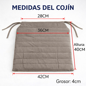 Cuscino per Sedia Trapuntato Idrorepellente 42x40x4cm con Cinghie di Fissaggio, Rivestimento Rimovibile con Cerniera, Lavabile in Lavatrice, Facile da Pulire - Product Image 5