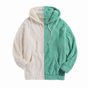Sweat à capuche en polaire Sherpa personnalisé patchs pull à capuche en fourrure vierge épaisse sweats à capuche et sweat-shirts pour hommes - Product Image 1