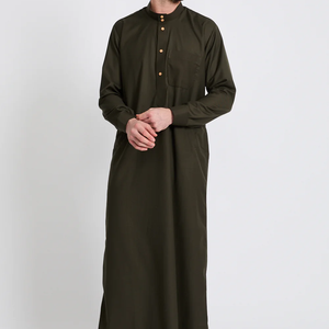Thobes pour hommes vêtements islamiques vente chaude bas quantité minimale de commande vêtements traditionnels musulmans Jubba Thobe pour hommes couleur unie - Product Image 3