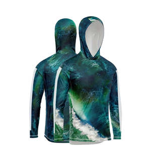 Conjunto de pesca personalizado UPF 50 para hombre, Sudadera con capucha de secado rápido y camisa de manga larga, diseño estampado de protección solar de poliéster 100% - Product Image 1