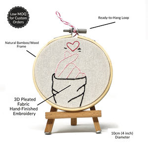 Cercle à broder artisanal « Pocket Heart » inspiré du K-Pop – Bambou 10 cm – Décoration minimaliste cœur coréen – Cadeau esthétique mignon - Product Image 2