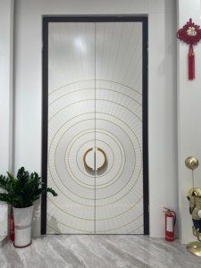 Puerta de Seguridad Principal Comercial de Aluminio Fundido Tallado Posmoderno, Venta Directa de Fábrica, con Prevención de Incendios para Supermercados y Casas de Campo - Product Image 1
