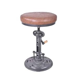2025 Antique Industrial DIY Crank <b>Stool</b> Cast Iron Base <b>Bar</b> <b>Stool</b> Design Metal <b>Adjustable</b> <b>Height</b> <b>Bar</b> Chair Wood - Product Image 3