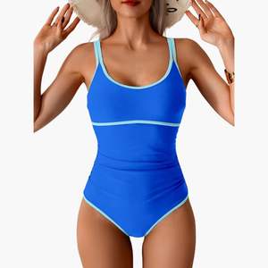 Custom Wholesale Women Professional Training One Piece Swimsuit Triangle Tight Fit Sexy Crossover Back New Arrival Swimwear - Product Image 1