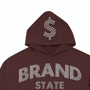 Streetwear Rhinestone Hoodie Sweat à capuche zippé pour homme Pull à col haut avec fermeture éclair - Product Image 6