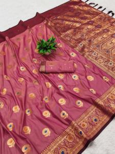 ส่าหรีผ้าไหมนุ่มลายผีเสื้อพร้อมดอกไม้ผ้าทอจากซารีชุดปาร์ตี้ส่าหรี - Product Image 5