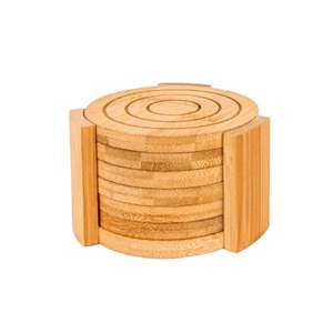 Joli prix sous-verre en bambou filé forme ronde avec support ensemble de 6 pièces vaisselle au design moderne fabriquée à la main à partir de l'usine du Vietnam - Product Image 2