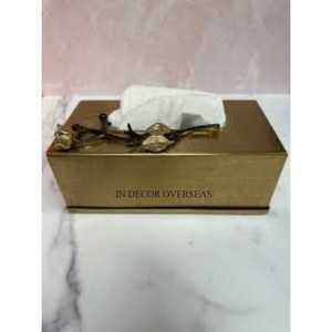 Vente chaude de haute qualité plaqué or de luxe qualité métal fleurs concepteur élégant Look porte-serviettes et fournitures de boîte à mouchoirs - Product Image 1