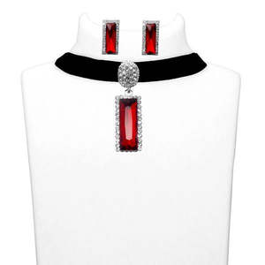 Jeweljunk Conjuntos de joyería fina Gargantilla de piedra granate Collar 1108708B - Product Image 1