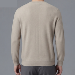 Pull tricoté décontracté pour homme, coupe classique, couleur unie, service OEM de broderie de logo personnalisé, vente en gros - Product Image 2