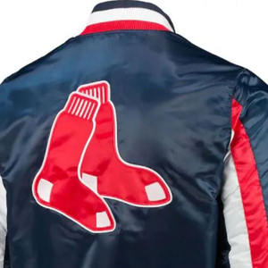 เสื้อแจ็กเก็ตซาตินสำหรับผู้ชายวัสดุเนื้อแข็งสไตล์สตรีทพร้อมคอตั้งติดฉลากส่วนตัว - Product Image 4