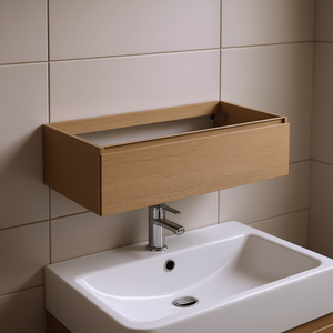 Conjunto de Baño Vieste de 90 cm, Madera de Roble Natural, Montado en la Pared, con 1 Cajón, Diseño Moderno para Estilo y Funcionalidad - Product Image 3