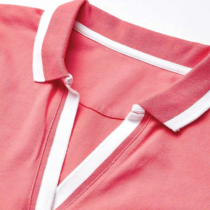 Polo à manches courtes en maille unie corail pour femme, coupe classique, décontracté - Product Image 6