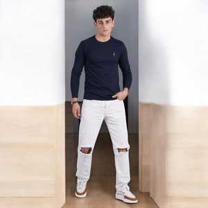 OEM Người Đàn Ông Của Biểu Tượng Tùy Chỉnh T-Shirt <span class=keywords><strong>100</strong></span>% Cotton Hữu Cơ <span class=keywords><strong>Polyester</strong></span> Chất Lượng Cao Với Đầy Đủ Tay Áo Dài Chiều Dài 200 Gram Vải Trọng Lượng - Product Image 5