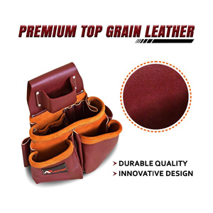 Bolsa de herramientas de carpintero de cuero de grano marrón 100%, cinturón con tirantes Bagand Ke, cinturón de herramientas de cuero para uso profesional - Product Image 4