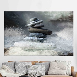 Tableau imprimé sur toile : Design élégant de roches et d'eau, TOILE ENVELOPPEE - Product Image 1