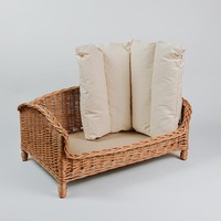 Canapé pour chien et chat en rotin artisanal, canapé pour animaux de compagnie en osier, meubles d'intérieur naturels avec coussin pour petits et moyens chiens en provenance du Vietnam