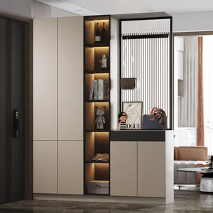 Meuble d'entrée de luxe en verre, armoire à chaussures en bois massif, meuble de couloir intégré, écran de séparation de salon, armoire de rangement pour vin - Product Image 6