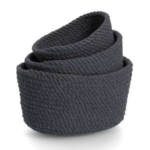 Zeller 3-Piece Set Anthracite BW Storage <b>Baskets</b> Modern and Stylish Home Organization Solution - Product Image 1