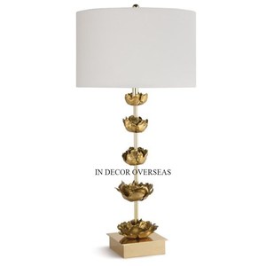 High Grade Gold Plated Flowers Designer <b>Stand</b> And White Color Top Home And Hotel Decorative Luxury Lamps In Impressive Price - Product Image 1