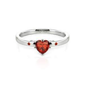 Jeulia You & Me Heart Engagement <b>Ring</b> in Sterling <b>Silver</b> with Ruby - Product Image 3