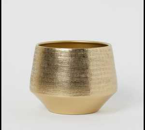 Juego de 3 Floreros de Metal de Aluminio Dorado Cepillado y Galvanizado |   Modernos Jarrones de Mesa de Metal Hilado para Bodas, Hechos a Mano - Product Image 3