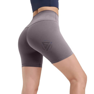 Pantalones cortos de Yoga para levantamiento de glúteos de cintura alta personalizados, pantalones cortos de compresión elásticos de 5 pulgadas para mujeres y hombres, sólidos para correr en el gimnasio - Product Image 4