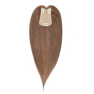 ท็อปเปอร์ผมแท้ Remy ขนาด 6x6 นิ้ว ฐานลูกไม้เย็บมือ สีน้ำตาลกลาง # 6 - Product Image 3