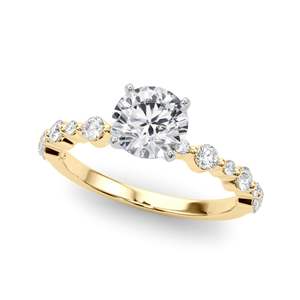Solitaire de diamant taille ronde avec bague de fiançailles d'accent pour les femmes - Product Image 1