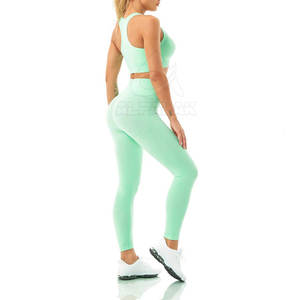 2025 nouveau Style haute qualité femmes Yoga ensemble respirant solide motif élastique taille fermeture écologique en ligne vente pas cher prix - Product Image 5