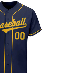 Camiseta de Béisbol Auténtica Personalizada en Azul Marino y Dorado, Lavable a Máquina - Product Image 1
