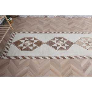 พรมขนาด 2.3x12.1 ฟุต, พรมวินเทจตุรกี, พรมเฮอร์กีสีน้ำตาลลายอิคัต - Product Image 5