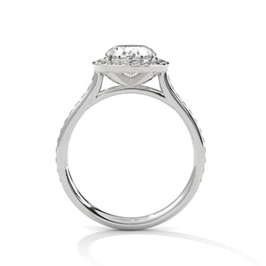 2.0ct Oval Cut Moissanite Halo <b>Solitaire</b> <b>Ring</b> with Pave Set Band 925 Sterling <b>Silver</b> - Product Image 1
