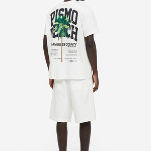 Verano moda manga corta ácido lavado + Pantalones cortos 2 piezas conjuntos Casual deportes trajes ropa masculina - Product Image 4