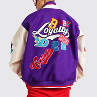 Veste bomber varsity personnalisée OEM avec patch brodé, 2 poches latérales, imperméable et coupe-vent, en toile d'hiver pour hommes et femmes