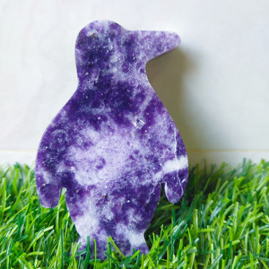 Pingüino de lepidolita Natural hecho a mano, forma de tallado, ayuda a tratar las drogas y todo tipo de condiciones, piedra de la paz - Product Image 6