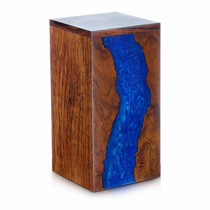Handcrafted Rosewood & Blue Resin Cremation Urn: Elegant <b>Memorial</b> <b>Keepsake</b> - Product Image 4