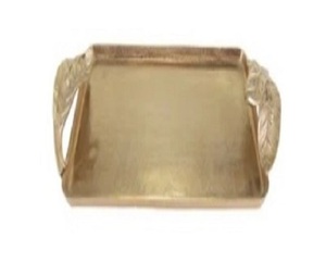Bandeja de servir con textura dorada con forma única y patas elegantes Exhibición decorativa elegante para reuniones - Product Image 1