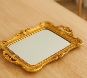 Bandeja de Espejo Ornamentada Dorada Vintage, Decoración Elegante para Tocador, Estilo Barroco, Adorno para el Hogar - Product Image 2