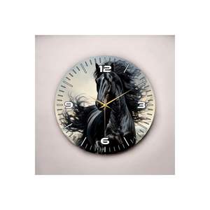 Reloj de pared de mesa silencioso de madera con estampado de animales de caballo negro, regalo de 50cm para amantes de los animales - Product Image 3