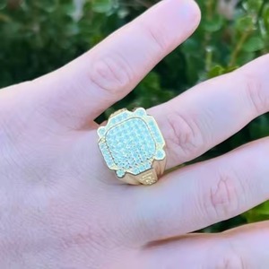 Anillo de Hip Hop de oro amarillo de 14K/18k, anillo de diamante VVS certificado GRA de alta calidad, anillo de diamante de corte brillante redondo para hombres y mujeres - Product Image 3