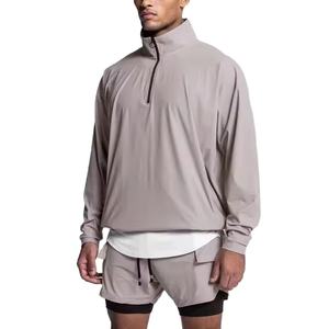 Conjunto Corto de Chaqueta Cortavientos de Lona Gris Claro para Invierno con Logotipo Personalizado en la Parte Delantera, Chándal Liso para Entrenamiento 2026 - Product Image 2