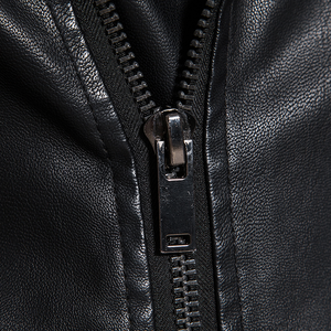 VESTE D'HIVER EN CUIR PU HAUTE QUALITÉ IMPERMÉABLE RESPIRANT LONGUEUR RÉGULIÈRE NOIR ZIPPER CASUAL HOMME VESTE COUPE SLIM - Product Image 3