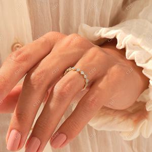 แหวนแต่งงานและงานหมั้นครึ่งครึ่งทำด้วยมือและงานหมั้นหมายและแหวนแต่งงานประดับเพชรธรรมชาติขนาด14K สีเหลืองทอง9ชิ้น - Product Image 3