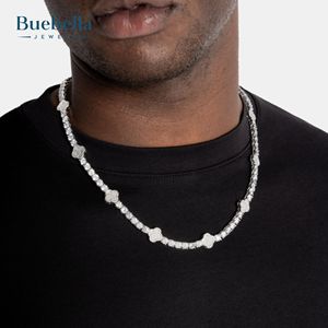 Venta caliente BUEBELLA JEWELS Mujeres Hip Hop 14K Chapado en oro blanco 925 Plata DE LEY 9mm Hoja de trébol Moissanite Cuban Link Tennis - Product Image 3
